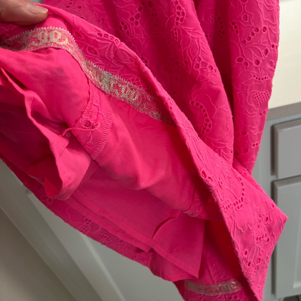 LILLY PULITZER SHELLI HOT PINK EYELET MINI DRESS $208 new with tag - Picture 10 of 10